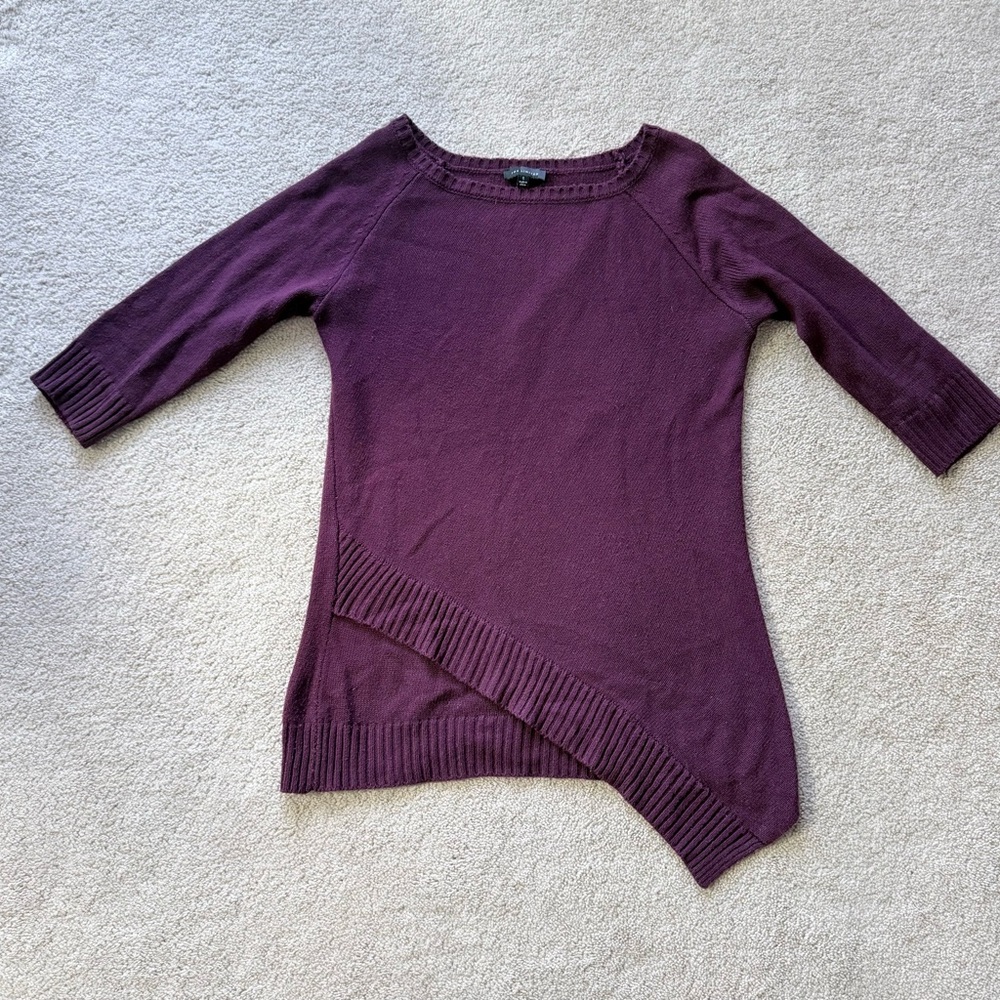 The Limited Asymmetric Hem Sweater in Plum